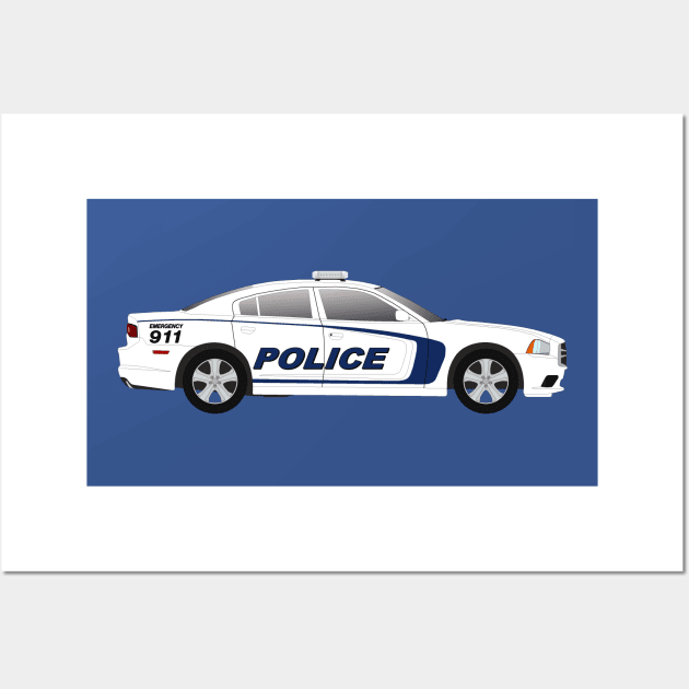 White Police Car Wall Art by BassFishin